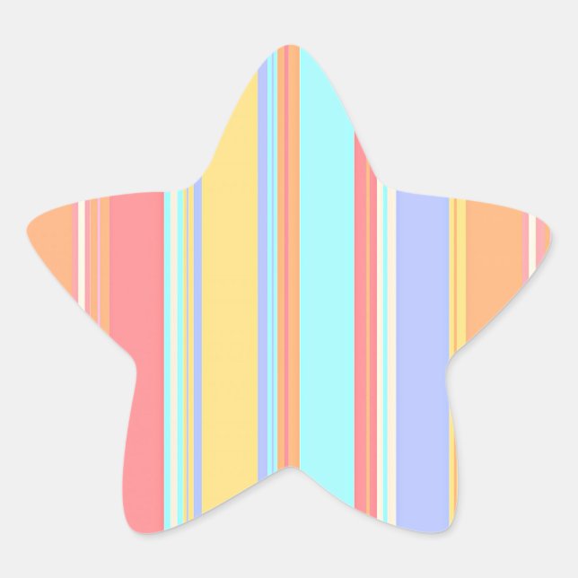 Pegatina En Forma De Estrella Patrón de rayas pastel (Anverso)