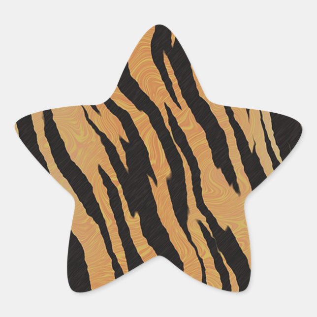 Pegatina En Forma De Estrella Patrón de tigre (Anverso)