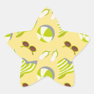 Pegatina En Forma De Estrella Patrón de vacaciones en la playa con gafas de sol