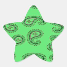 Pegatina En Forma De Estrella Patrón decorativo de paisajes en verde