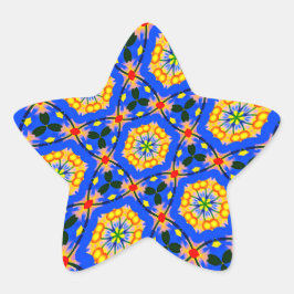 Pegatina En Forma De Estrella Patrón floral estético