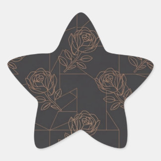 Pegatina En Forma De Estrella Patrón geométrico de arte de línea en rosa oro