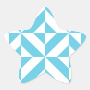 Pegatina En Forma De Estrella Patrón geométrico decenal oceánico azul