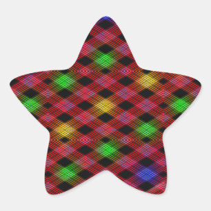 Pegatina En Forma De Estrella Patrón multicolor de Gingham Check