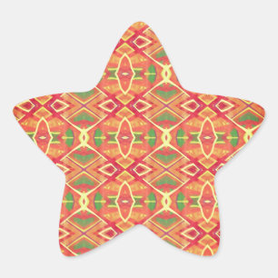 Pegatina En Forma De Estrella patrón naranja y verde