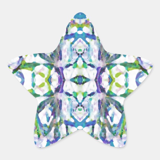 Pegatina En Forma De Estrella Patrón psicodélico azul (Anverso)