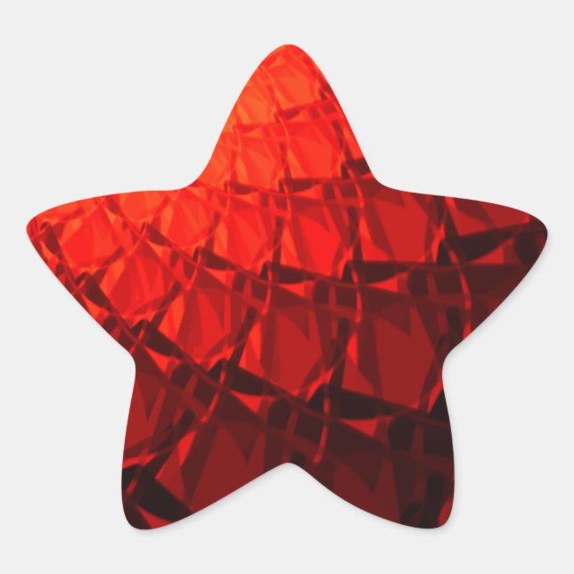 Pegatina En Forma De Estrella Patrón rojo fractal (Anverso)