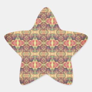 Pegatina En Forma De Estrella Patrón rojo y amarillo