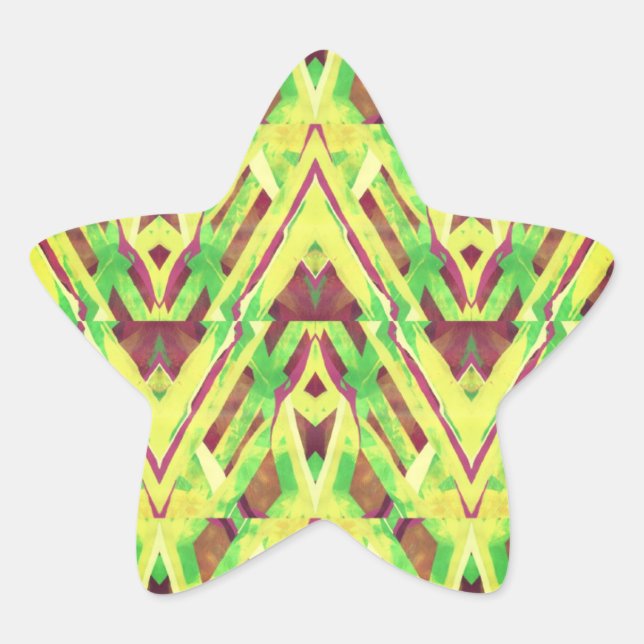 Pegatina En Forma De Estrella Patrón verde y marrón (Anverso)