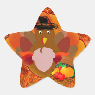 Pegatina En Forma De Estrella pavo de acción de gracias