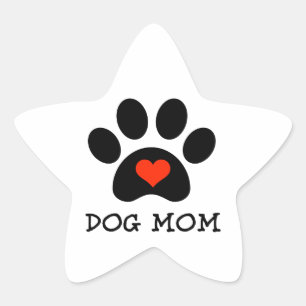 Pegatina En Forma De Estrella Pawprint Dog Mom