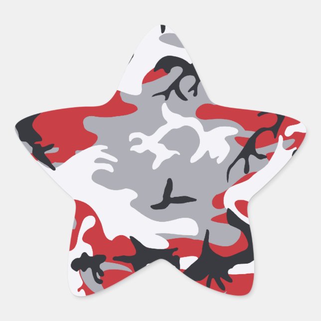 Pegatina En Forma De Estrella Pegatina de camuflaje rojo (Anverso)
