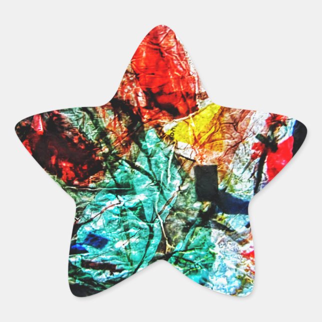 Pegatina En Forma De Estrella Pegatina de estrella azul abstracto de plástico re (Anverso)