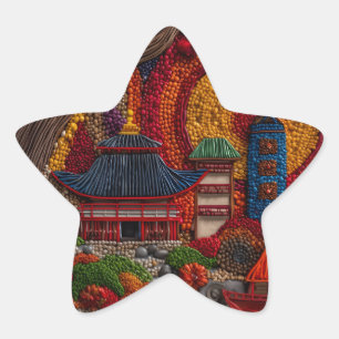Pegatina En Forma De Estrella Pegatina de estrella de pagoda asiática de abalori