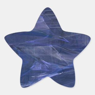 Pegatina En Forma De Estrella Pegatina de estrella fractal de resumen azul