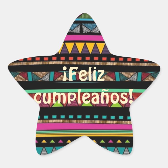 Pegatina En Forma De Estrella Pegatina de Feliz Cumpleanos (Anverso)