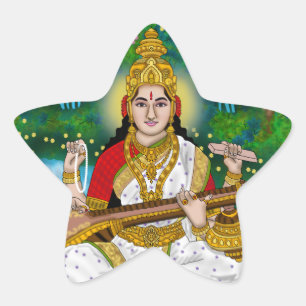 Pegatina En Forma De Estrella Pegatina de la diosa Saraswati