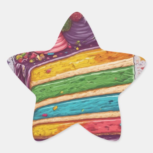 Pegatina En Forma De Estrella ¡Pegatina de pastel de arcoiris para celebraciones (Anverso)