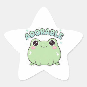 Pegatina En Forma De Estrella Pegatina de rana adorable Rana brillante linda Kaw
