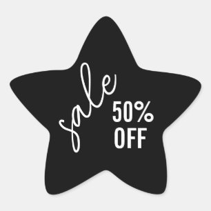 Pegatina En Forma De Estrella Pegatina de ventas para pequeñas empresas   Negro 