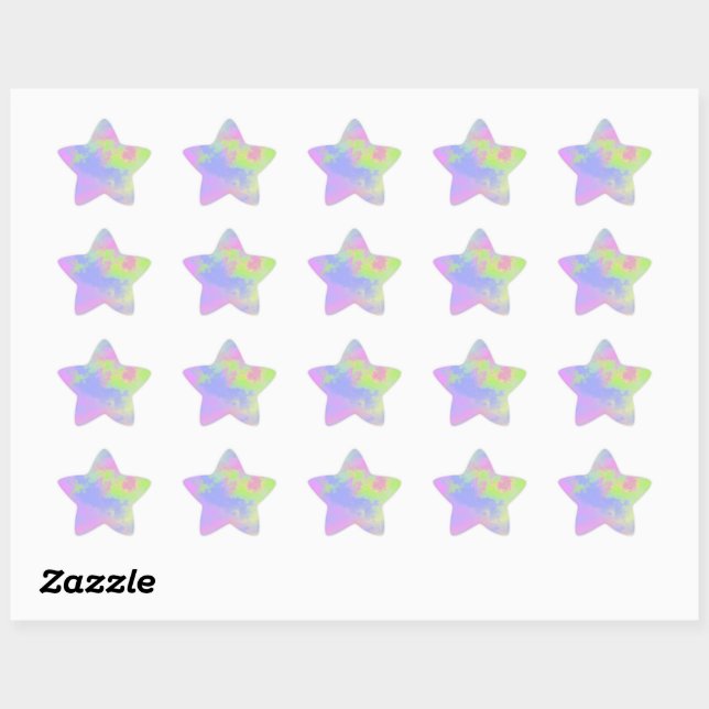 Pegatina En Forma De Estrella Pegatina Estrella de la pintura arcoiris (Hoja)
