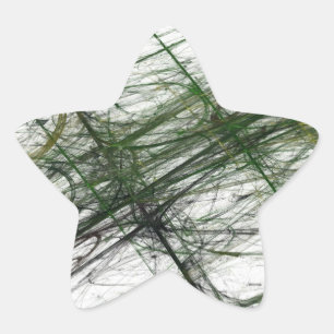 Pegatina En Forma De Estrella Pegatina estrella fractal de resumen verde