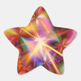 Pegatina En Forma De Estrella Pegatina Estrella Fractal Multicolor Starburst