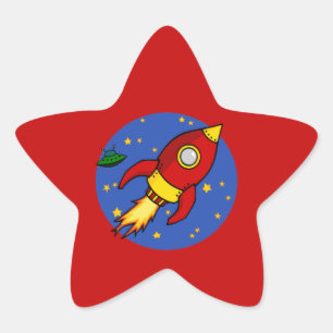 Pegatina En Forma De Estrella Pegatina Estrella roja del cohete