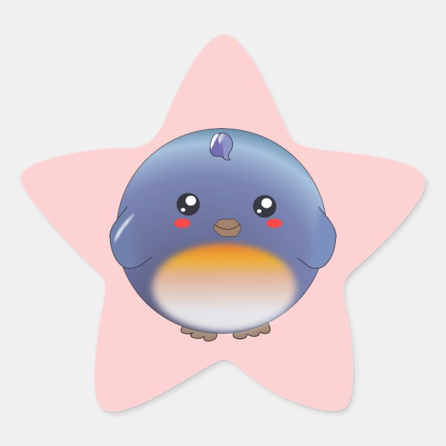 Pegatina En Forma De Estrella Pegatinas Cute kawaii bluebird (Anverso)