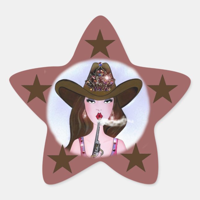 Pegatina En Forma De Estrella Pegatinas de Cowgirl Star (Anverso)