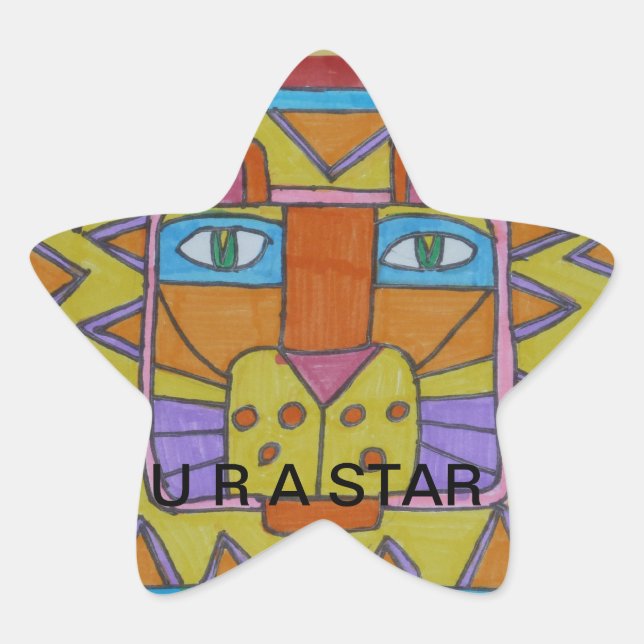 Pegatina En Forma De Estrella Pegatinas de leones (Anverso)