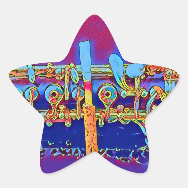 Pegatina En Forma De Estrella Pegatinas de Oboe (Anverso)