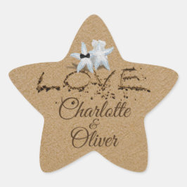 Pegatina En Forma De Estrella Pegatinas de tipografía de Amor de Estrella de Mar