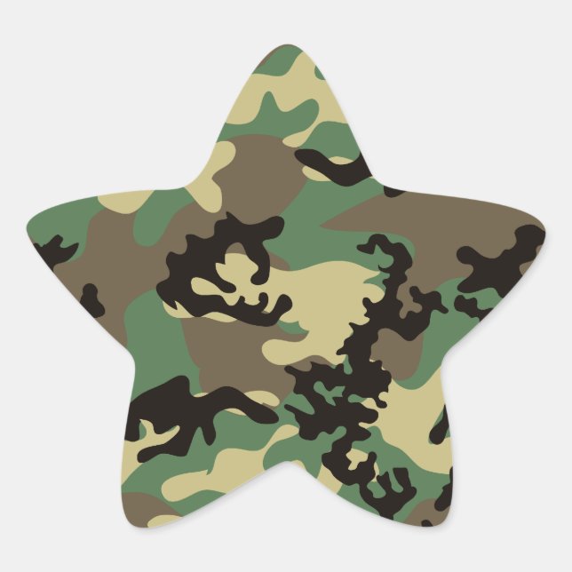Pegatina En Forma De Estrella Pegatinas de Woodland Camo (Anverso)