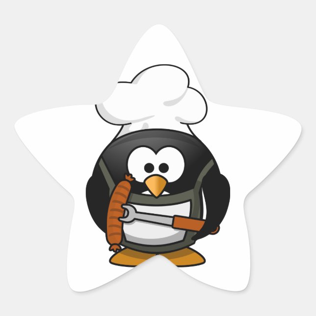 Pegatina En Forma De Estrella Penguin Grill (Anverso)