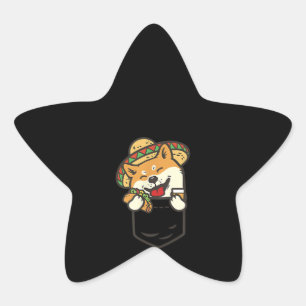 Pegatina En Forma De Estrella Pequeño bolsillo Shiba Inu Perro mexicano Taco Teq