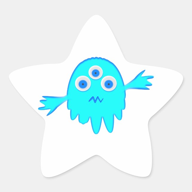 Pegatina En Forma De Estrella Pequeño Monstruo Radiactivo (Anverso)