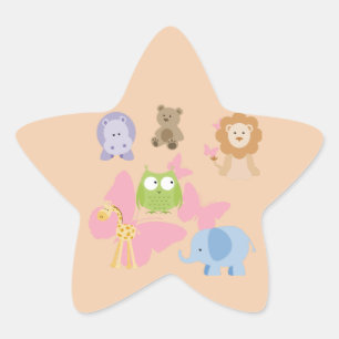 Pegatina En Forma De Estrella Pequeños Bichos Grupo Feliz