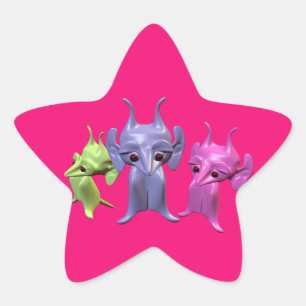 Pegatina En Forma De Estrella Pequeños marcianos