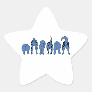 Pegatina En Forma De Estrella Perro Azul
