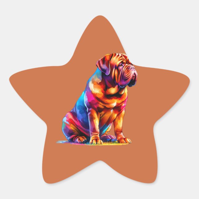 Pegatina En Forma De Estrella Perro de Burdeos (Anverso)