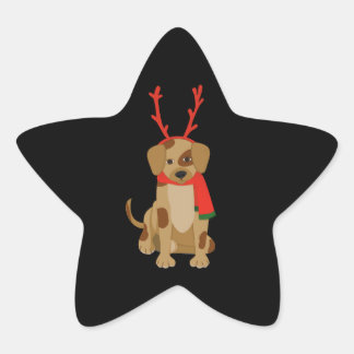 Pegatina En Forma De Estrella Perro de dibujos animados que lleva cuernos y bufa