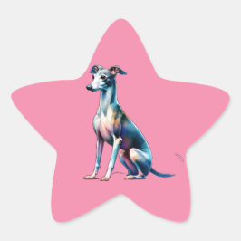 Pegatina En Forma De Estrella Perro de Greyhound italiano