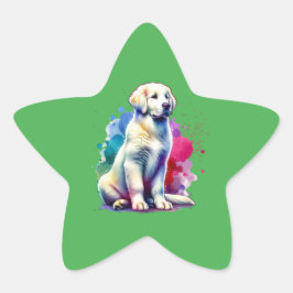 Pegatina En Forma De Estrella Perro Kuvasz