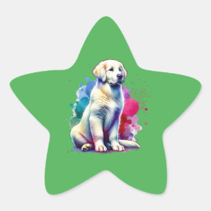Pegatina En Forma De Estrella Perro Kuvasz