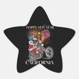 Pegatina En Forma De Estrella Perro Lleva Una Motocicleta A California