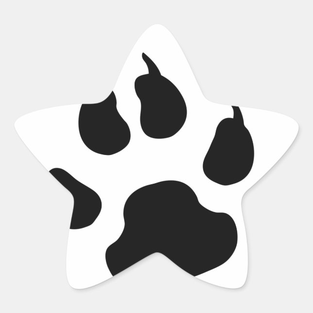 Pegatina En Forma De Estrella Perro Paw (Anverso)