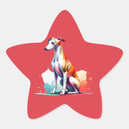 Pegatina En Forma De Estrella Perro Whippet