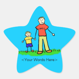 Pegatina En Forma De Estrella Personaje de familia padre e hijo Personalizado Pe