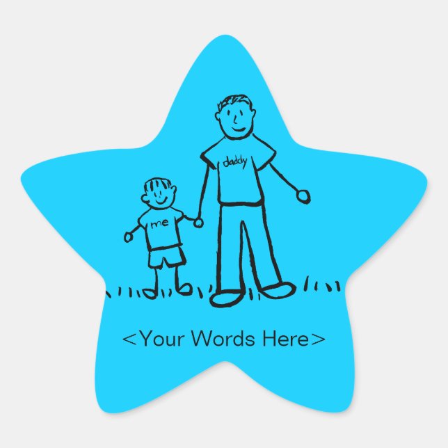 Pegatina En Forma De Estrella Personaje de familia padre e hijo Personalizado Pe (Anverso)